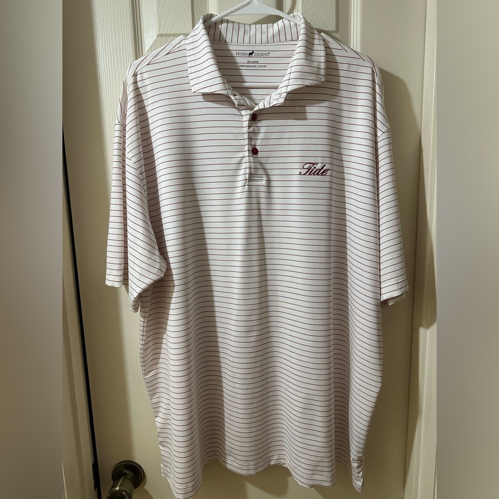 Alabama Crimson Tide Men's Striped Polo Shirt - White and Red
